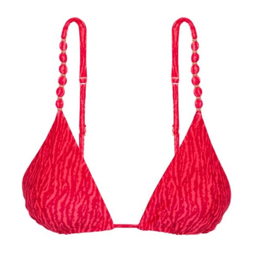 NWT Vix Women's Beads Tri Parallel Bikini Top Plum Large L